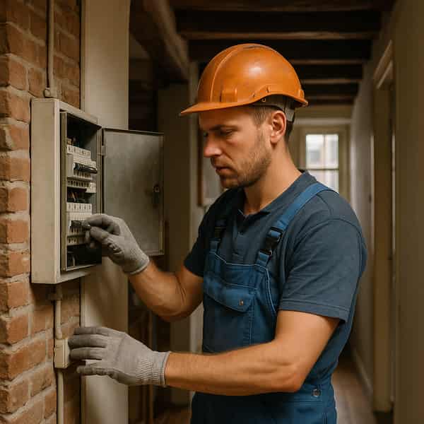 Elektricien specialist aan het werk