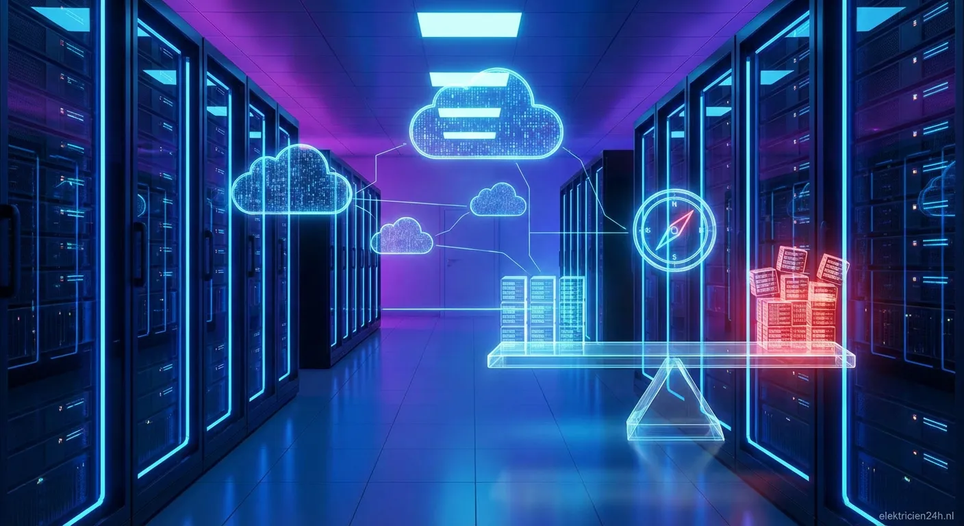 Serverruimte met cloud computing opslag infrastructuur