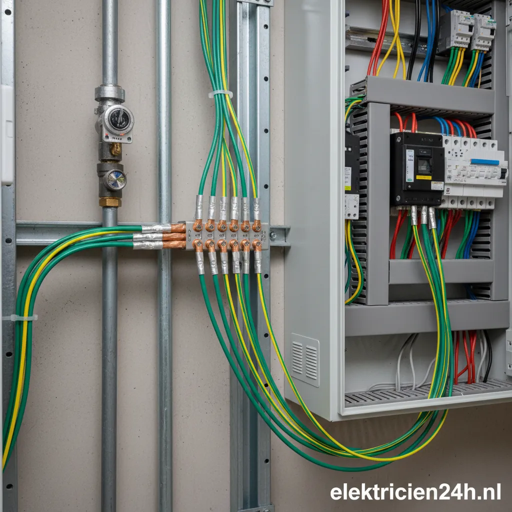 Schema van equipotentiaalvereffening in een woning