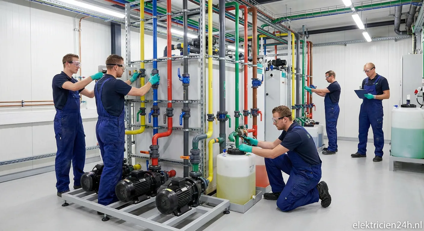 Flow-batterij installatie in een moderne energieopslagruimte