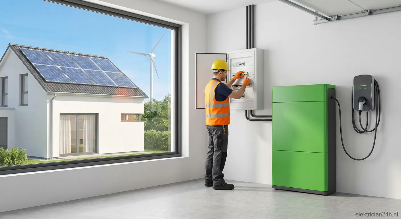Elektricien inspecteert veilige installatie voor Fossielvrij 2030