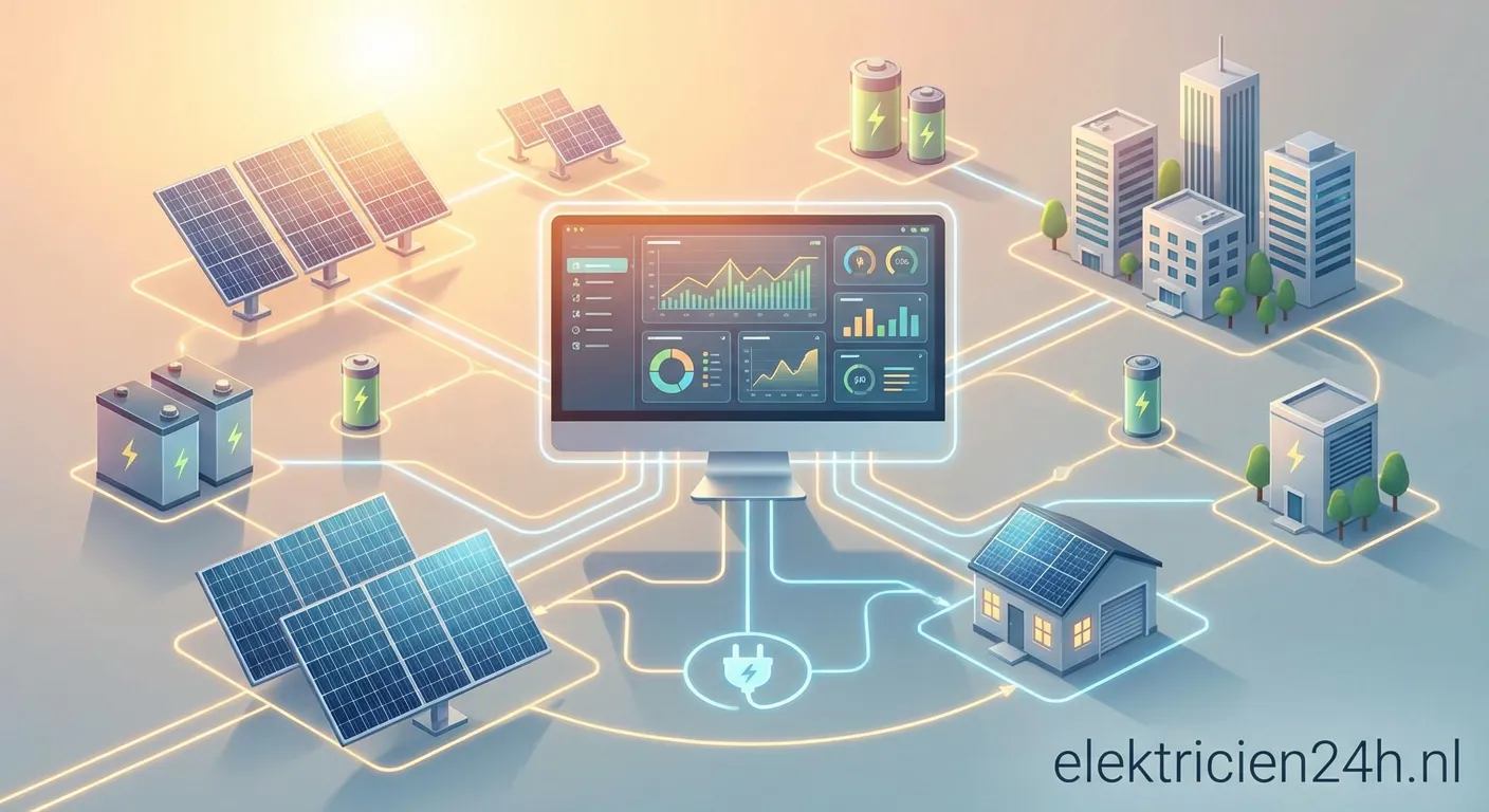 Overzichtspark met elektrische schakelkasten voor intraday energiemanagement