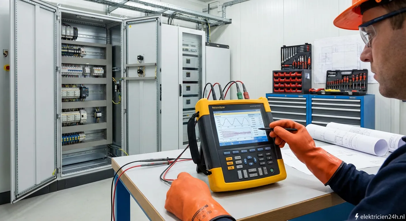Netanalyzer power quality meetinstrument in een serverruimte
