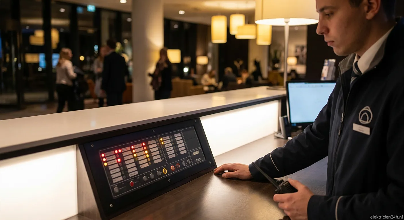 Nevenmeldpaneel portier met digitaal display bij receptiebalie