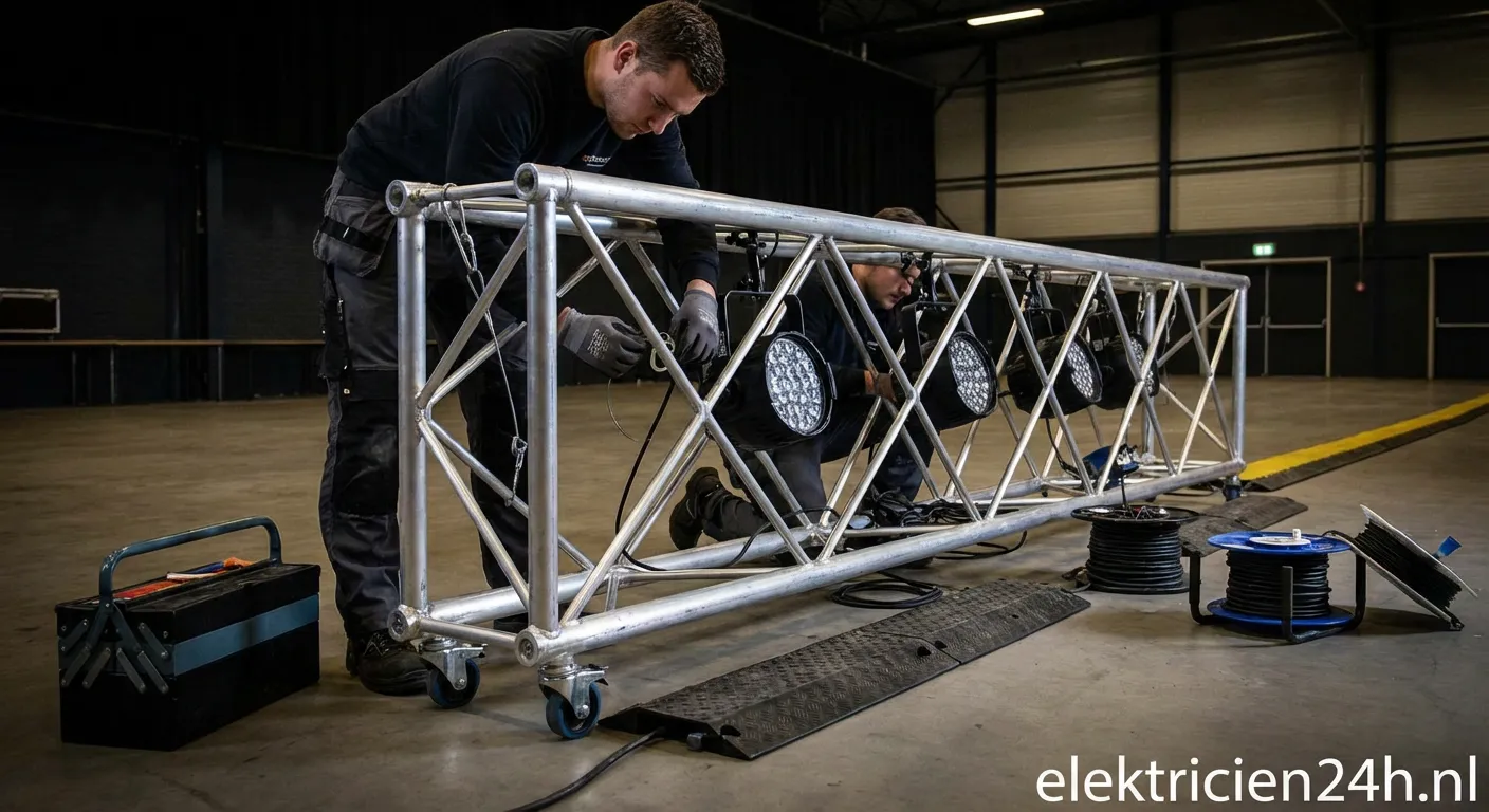 Mobiele podiumverlichting installatie op evenement