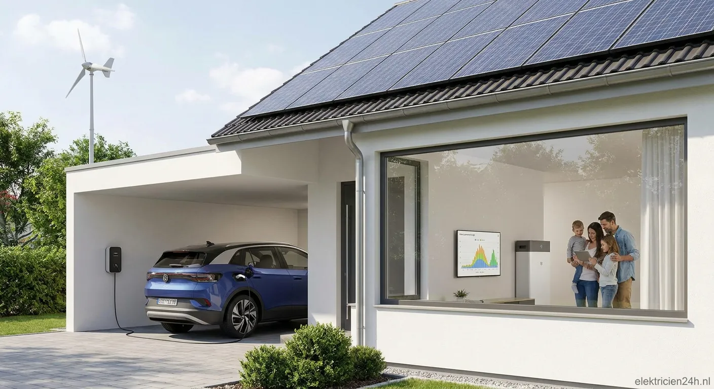 Woning met zonnepanelen als prosument energiesysteem