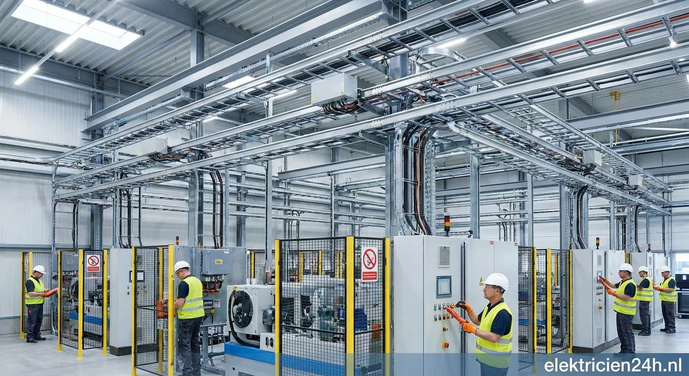 Professioneel railkokersysteem geïnstalleerd in moderne fabriekshal