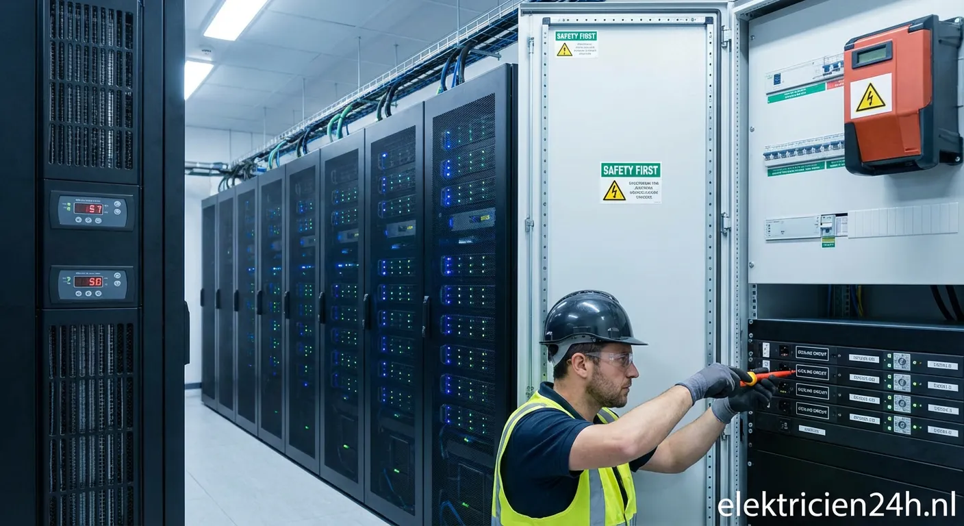 Serverruimte met elektrische koelsystemen en veilige installaties