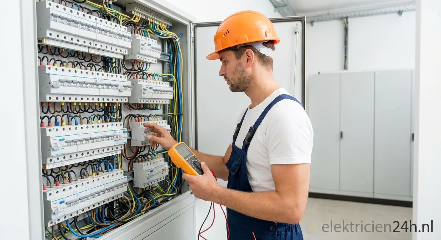 Professionele elektricien met Sterkin certificering aan het werk