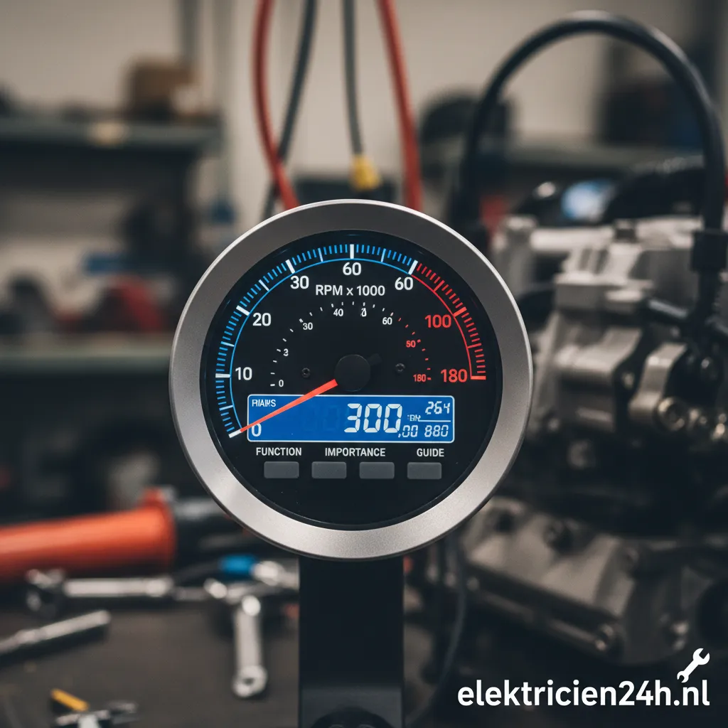 Moderne toerentalmeter op het dashboard van een motor