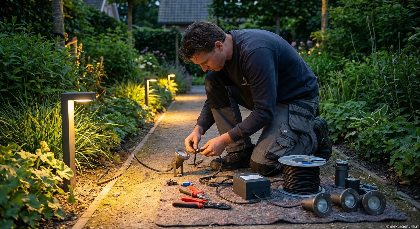 12 volt tuinverlichting installatie met trafo en kabels