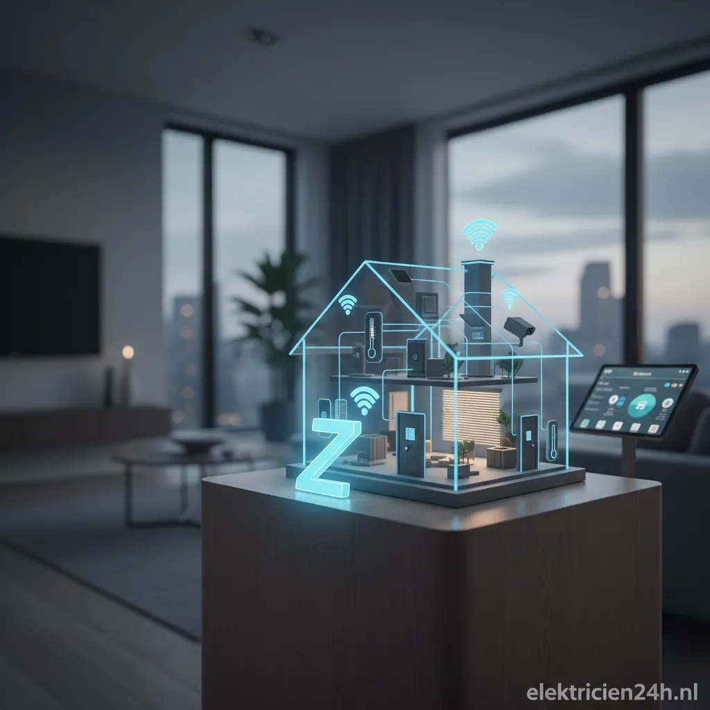 Visualisatie van een slim huis met Z-Wave domotica